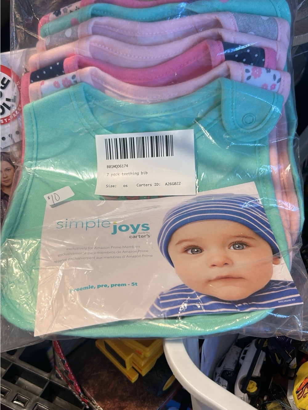 Carter's Simple Joys Baby Bibs - Aqua and Pink Multi (7-Pack)